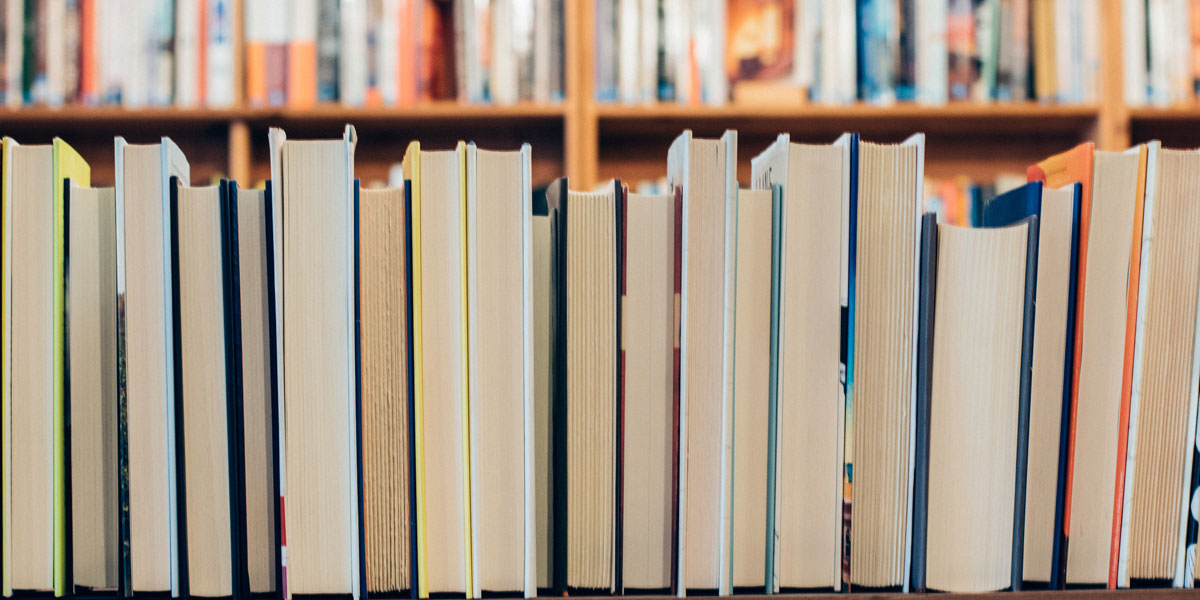 Books on a shelf 