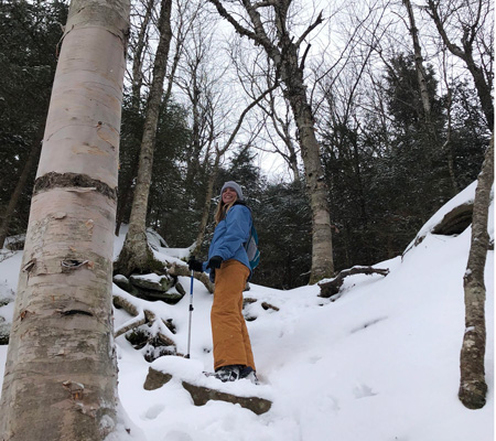 Sarah King snowshoeing in Valdez, Alaska
