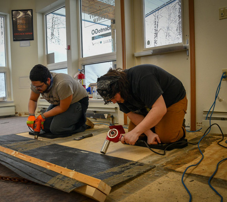 Construction academy students at the Valdez Native Tribe Community Center