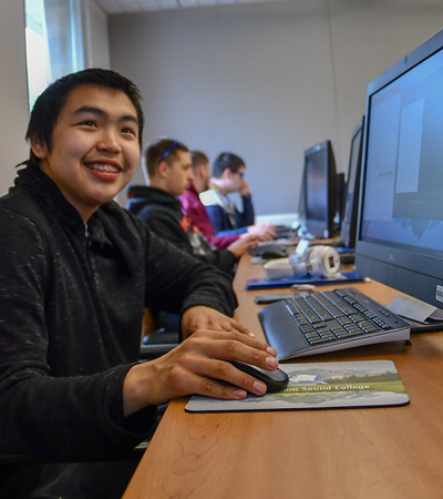 technology students at computer