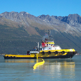 Boats during a SERVS training on Prince William Sound