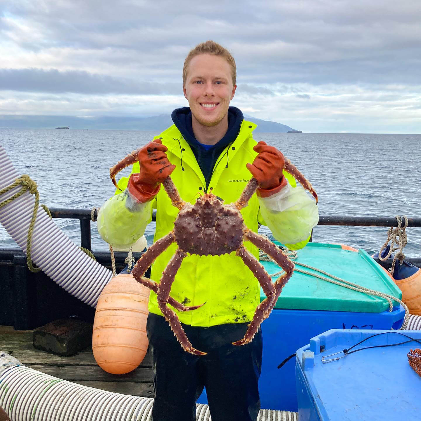 stephen dehart with king crab photo