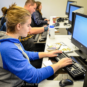 Students in the Prince William Sound College computer lab in Valdez, Alaska