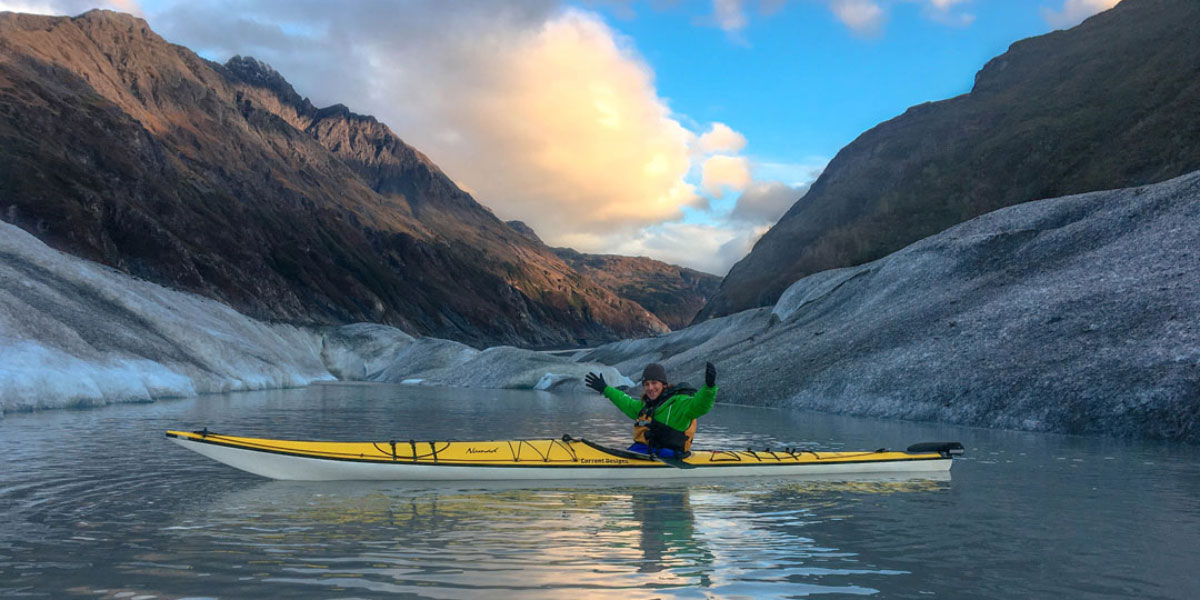 PWSC Outdoor Leadership student kayaking in Valdez, Alaska