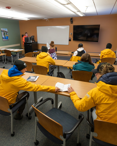 Prince William Sound College students in class on campus in Valdez, Alaska