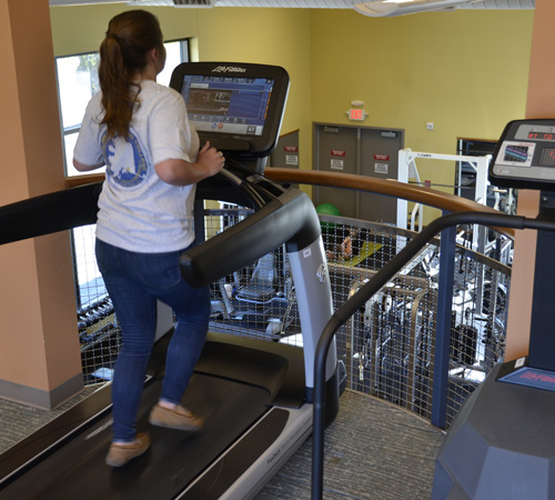PWSC student on treadmill at the Health & Fitness Center