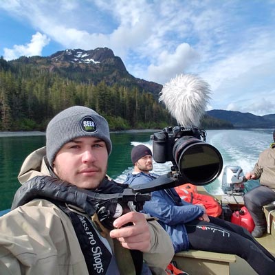 Jeremy Gallman on the job with Seed Media in Valdez, Alaska