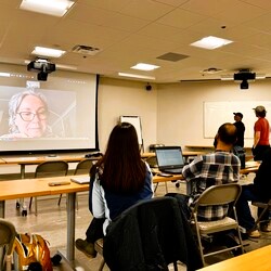 Classroom of students on Zoom call.