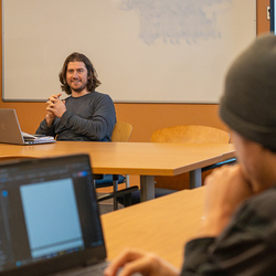 People in a classroom.