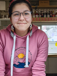 Student smiling. 