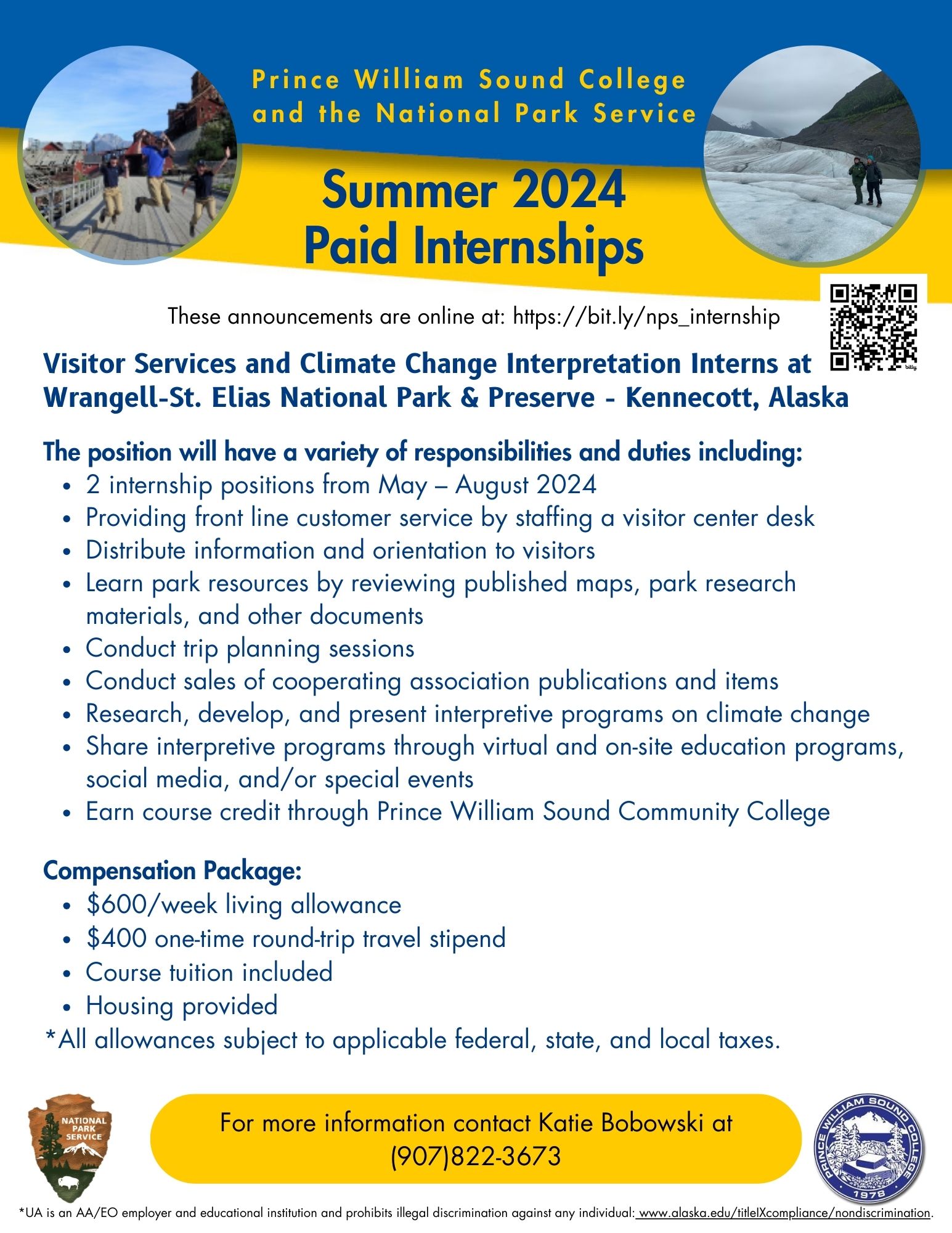 PWSC and NPS Summer 2024 Internship | Prince William Sound College